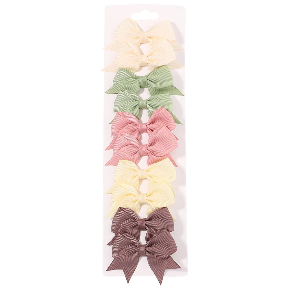 Kids Hair Bow Clips (10-Pack) — Handmade Ribbon Bows for Girls