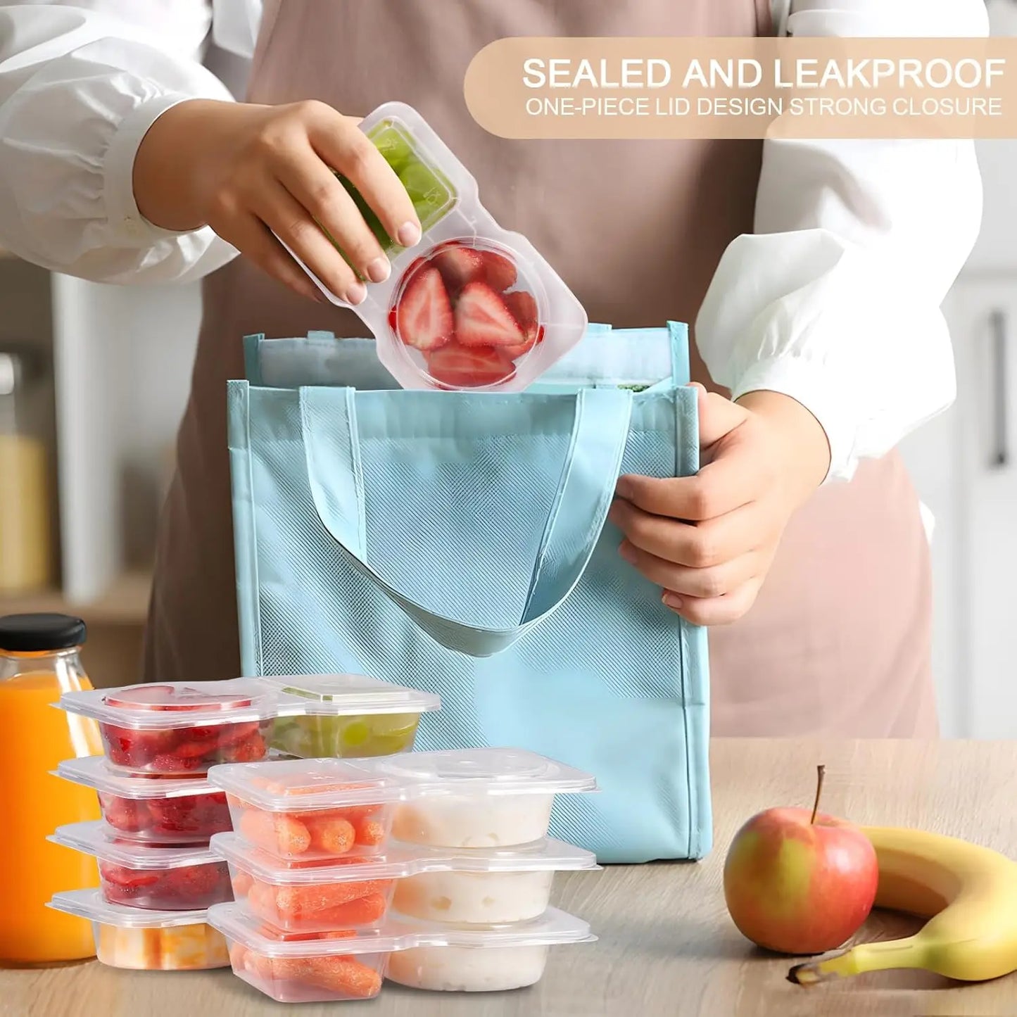 Reusable Snack Containers with Lids 20Pcs Double Compartment Snackle Box Portion Control Snack Pack for On-the-Go Meals Camping
