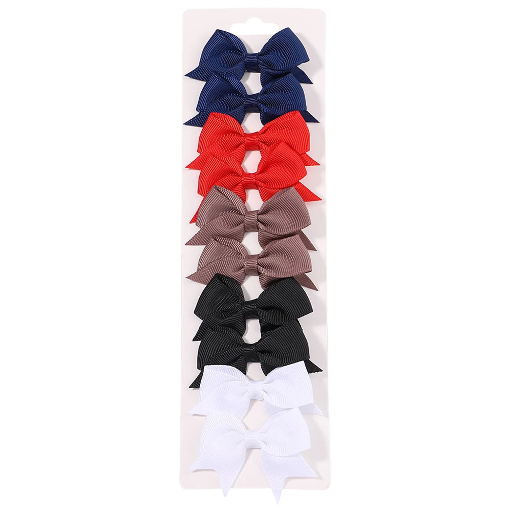Kids Hair Bow Clips (10-Pack) — Handmade Ribbon Bows for Girls