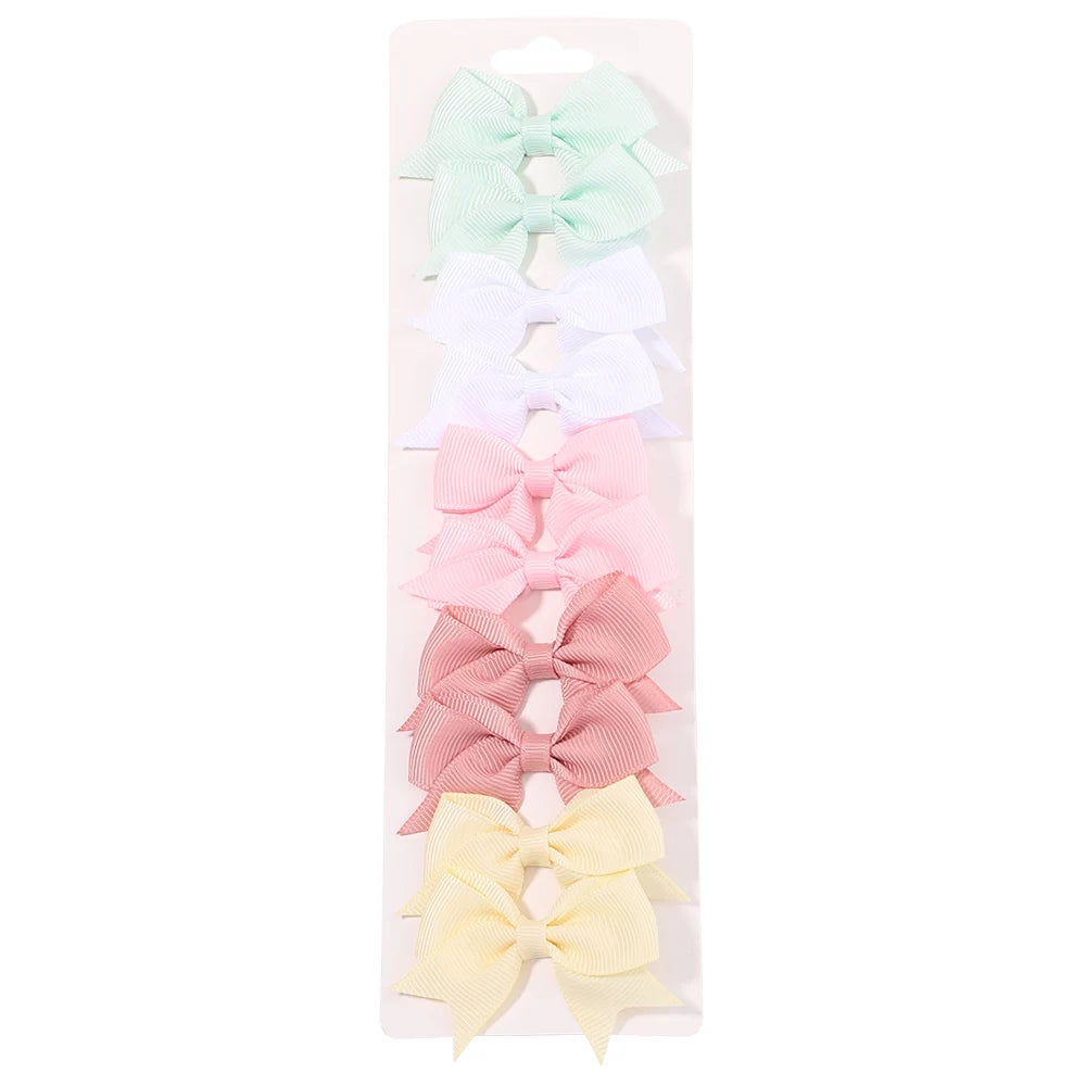 Kids Hair Bow Clips (10-Pack) — Handmade Ribbon Bows for Girls