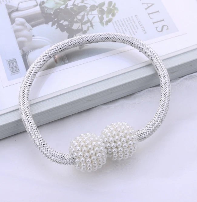 Magnetic Pearl Curtain Tiebacks — Pretty Hold-Backs for Drapes