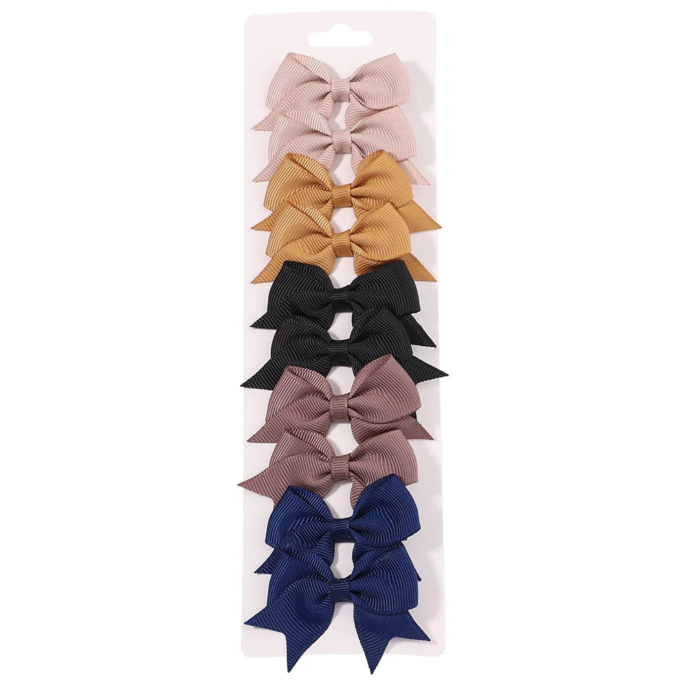 Kids Hair Bow Clips (10-Pack) — Handmade Ribbon Bows for Girls