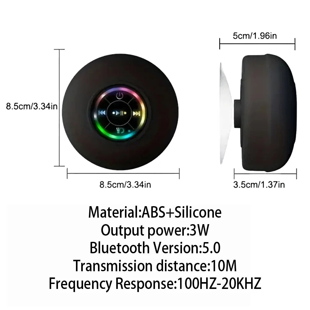 Portable Bluetooth Speaker — Waterproof LED Sound with Suction Cup