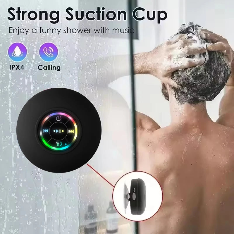 Portable Bluetooth Speaker — Waterproof LED Sound with Suction Cup