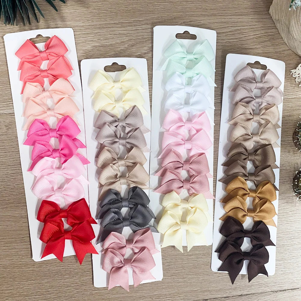 Kids Hair Bow Clips (10-Pack) — Handmade Ribbon Bows for Girls