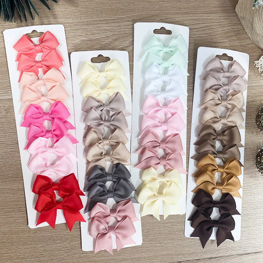 Kids Hair Bow Clips (10-Pack) — Handmade Ribbon Bows for Girls