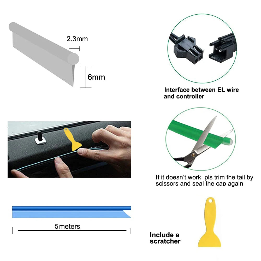 Car Interior LED Strip Light (5M) — DIY Ambient Glow