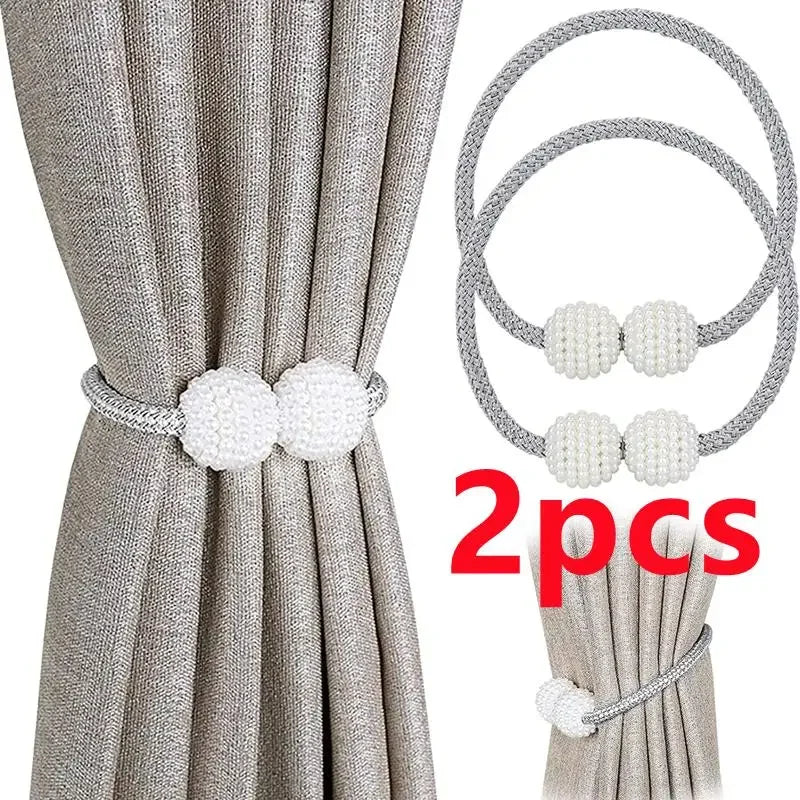 Magnetic Pearl Curtain Tiebacks — Pretty Hold-Backs for Drapes