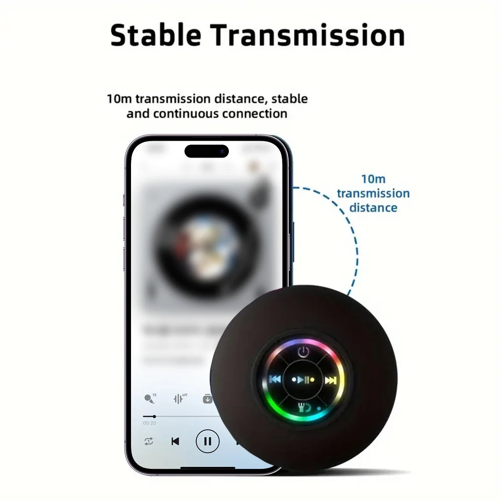 Portable Bluetooth Speaker — Waterproof LED Sound with Suction Cup