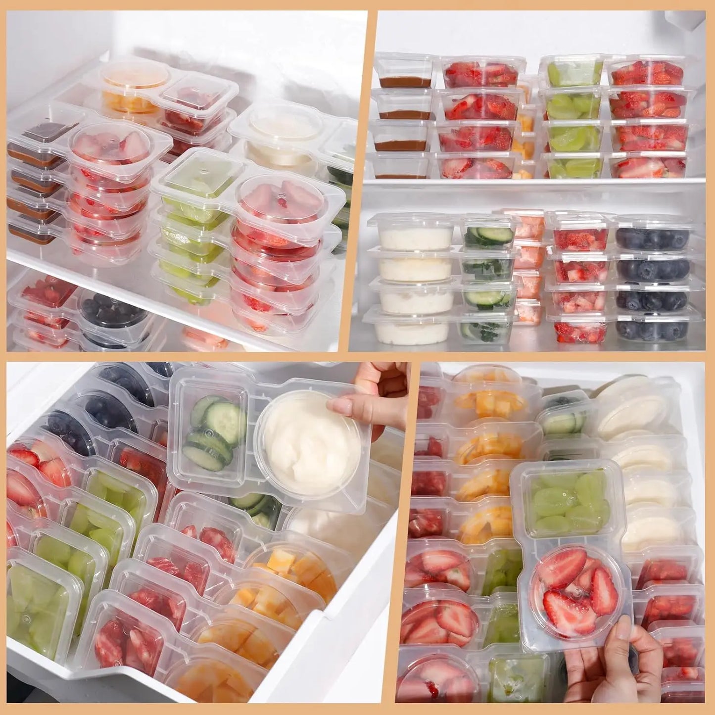 Reusable Snack Containers with Lids 20Pcs Double Compartment Snackle Box Portion Control Snack Pack for On-the-Go Meals Camping
