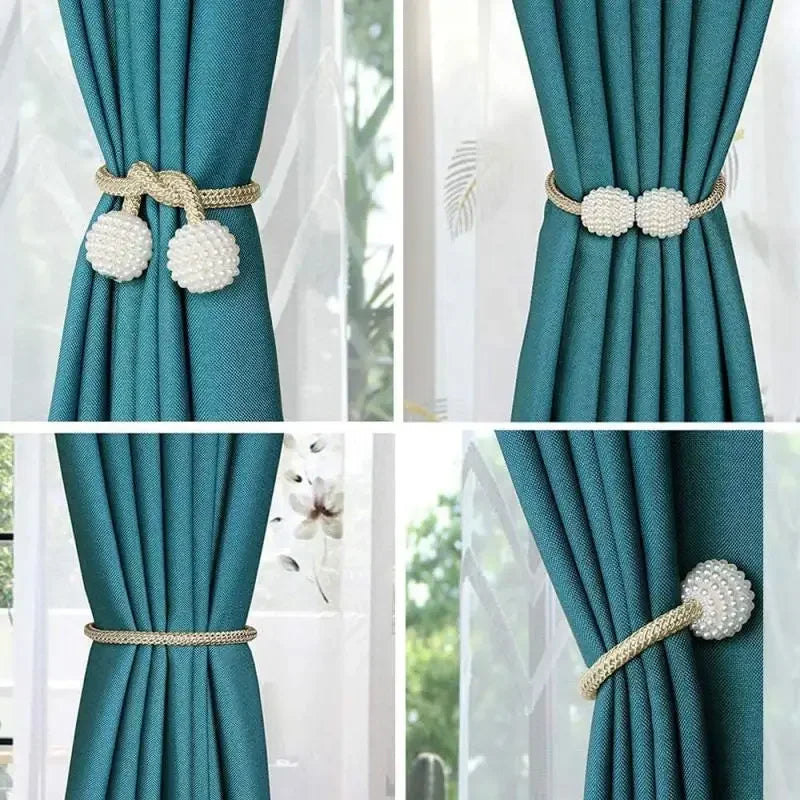 Magnetic Pearl Curtain Tiebacks — Pretty Hold-Backs for Drapes