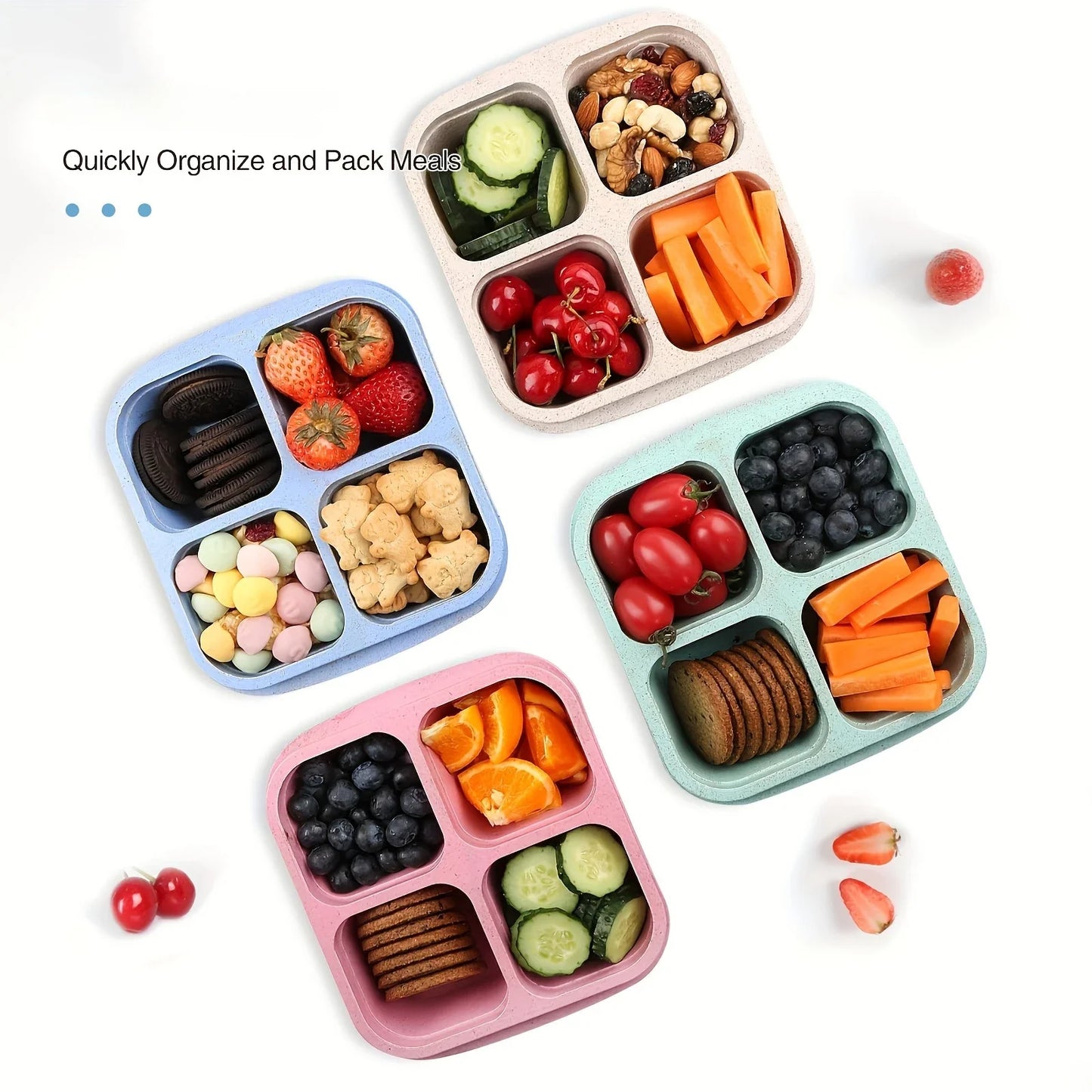 Snack Box with Four Transparent Lids, Snack Container, Food Box for Fresh-keeping Snacks, Lunch Box, Dried Fruit Box, Adult Meal