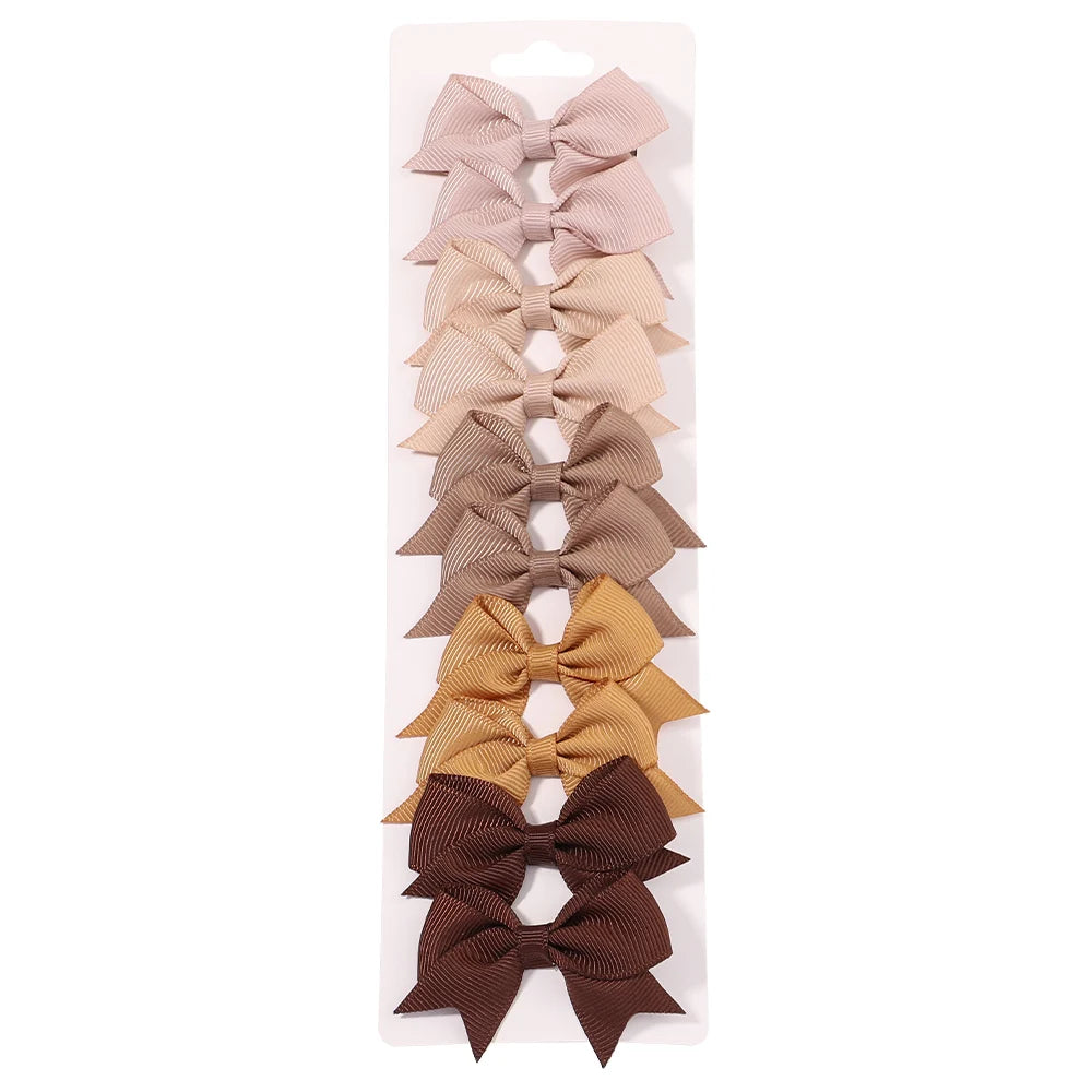 Kids Hair Bow Clips (10-Pack) — Handmade Ribbon Bows for Girls