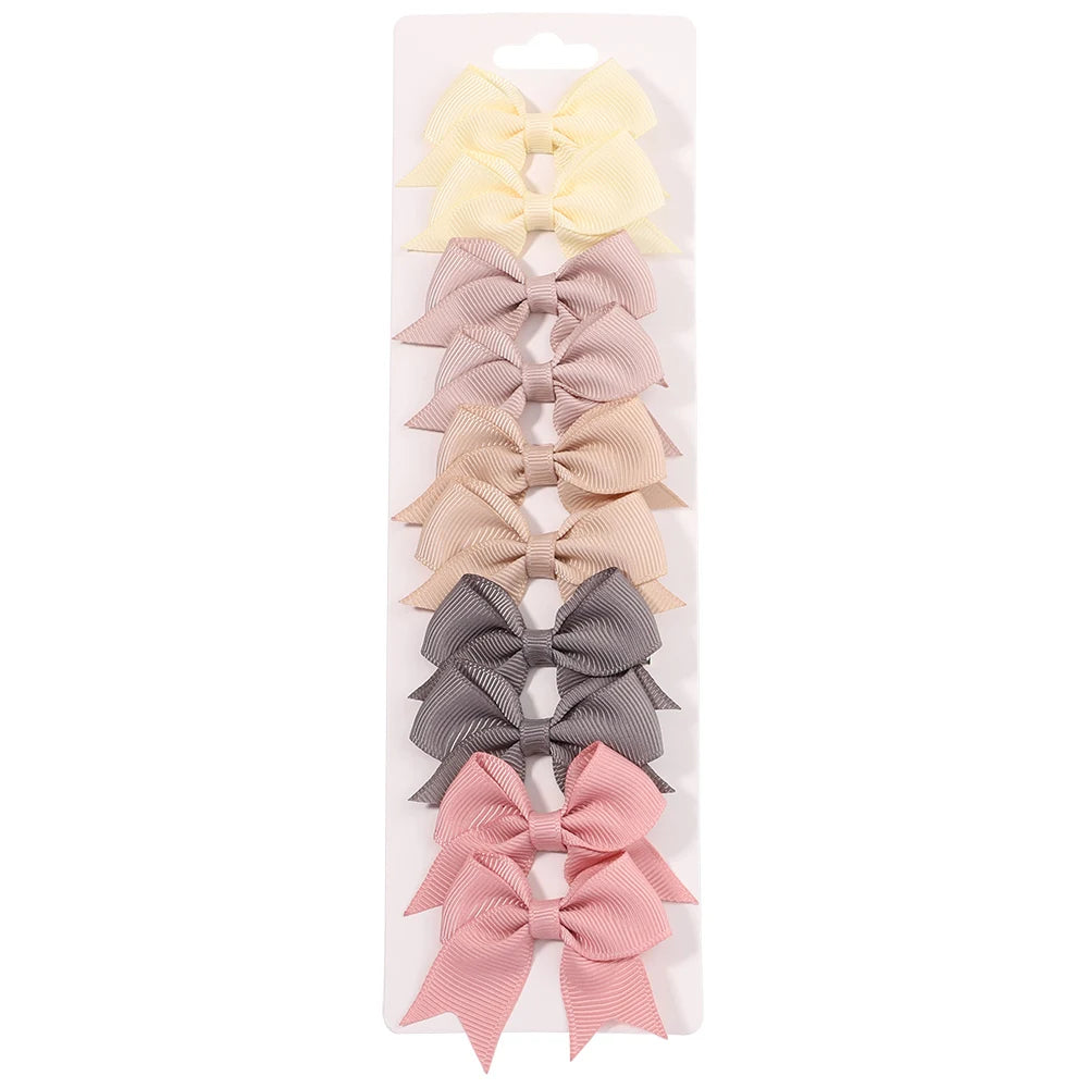 Kids Hair Bow Clips (10-Pack) — Handmade Ribbon Bows for Girls