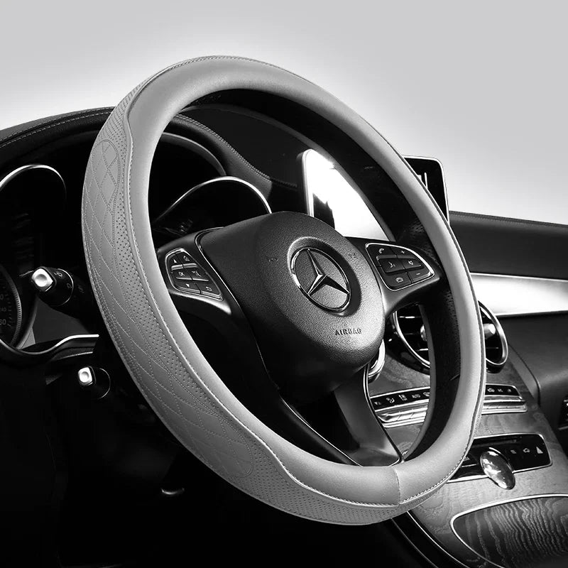 Napa Leather Steering Wheel Cover — Anti-Slip Comfort Grip (15")