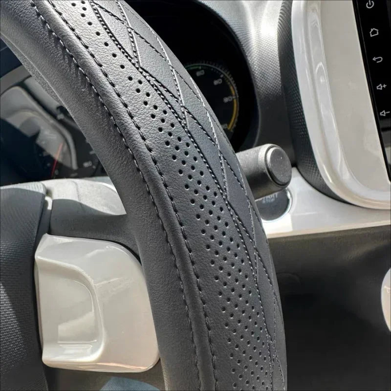 Napa Leather Steering Wheel Cover — Anti-Slip Comfort Grip (15")