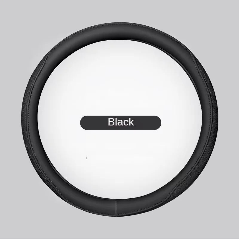 Napa Leather Steering Wheel Cover — Anti-Slip Comfort Grip (15")