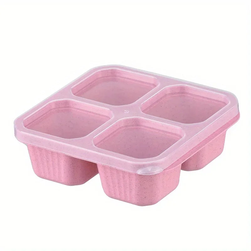 Snack Box with Four Transparent Lids, Snack Container, Food Box for Fresh-keeping Snacks, Lunch Box, Dried Fruit Box, Adult Meal