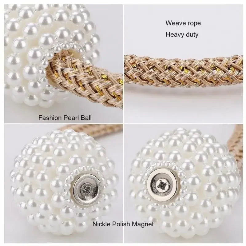 Magnetic Pearl Curtain Tiebacks — Pretty Hold-Backs for Drapes