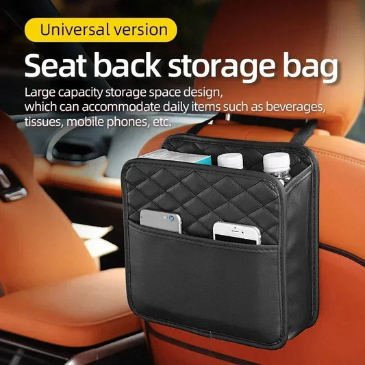 Car Seat Organizer + Trash Bag — Leather Storage That Keeps It Clean
