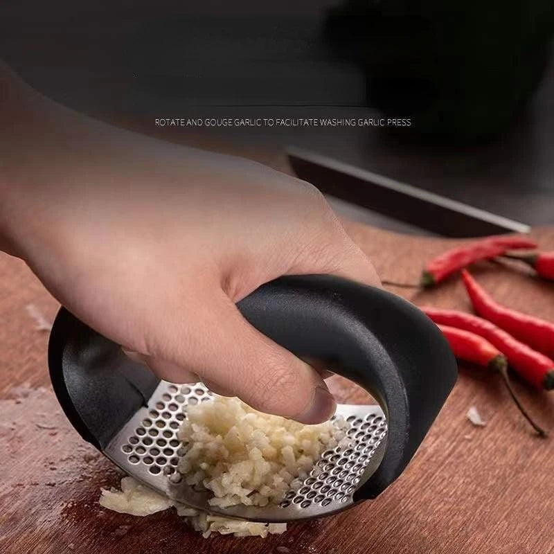 Stainless Steel Garlic Press — Easy-Squeeze Mincer & Crusher