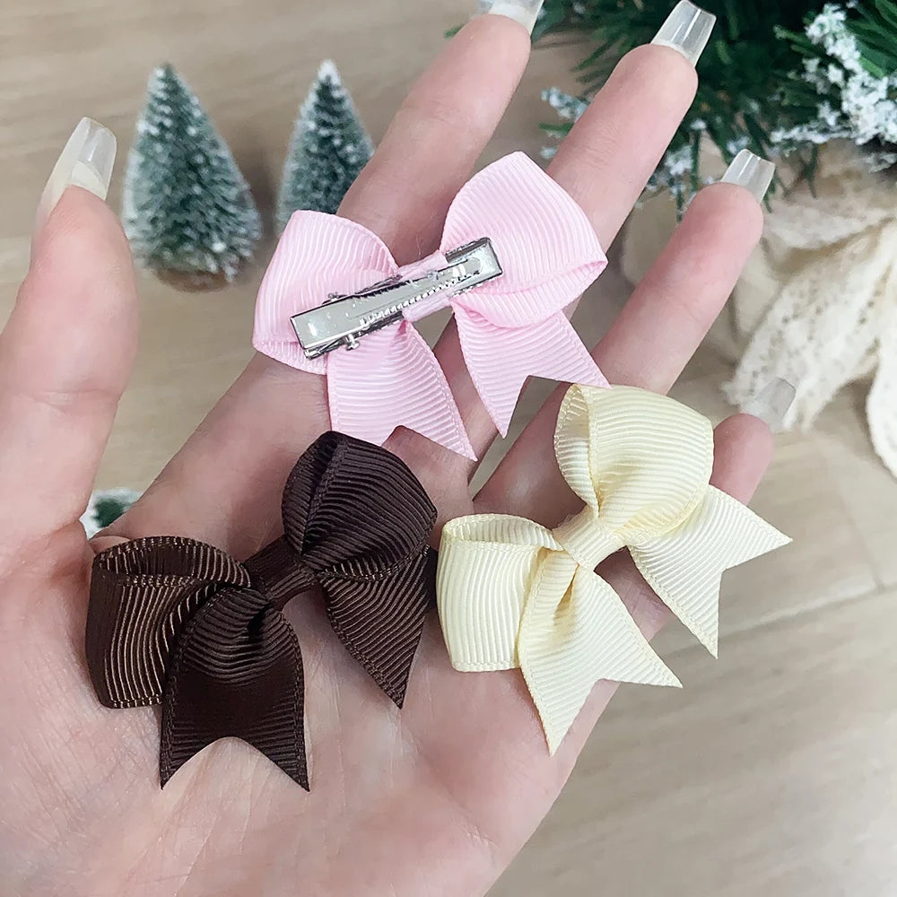 Kids Hair Bow Clips (10-Pack) — Handmade Ribbon Bows for Girls