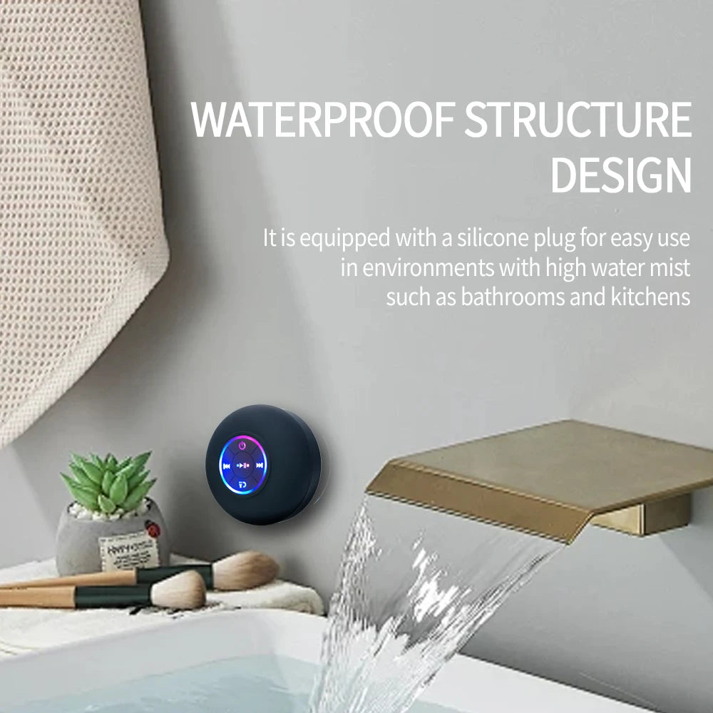Portable Bluetooth Speaker — Waterproof LED Sound with Suction Cup