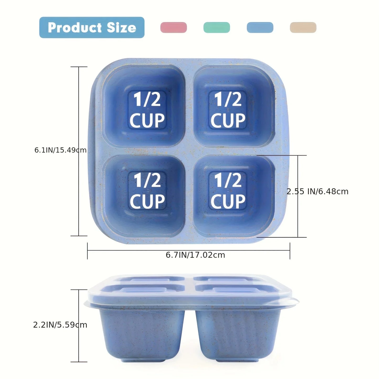 Snack Box with Four Transparent Lids, Snack Container, Food Box for Fresh-keeping Snacks, Lunch Box, Dried Fruit Box, Adult Meal