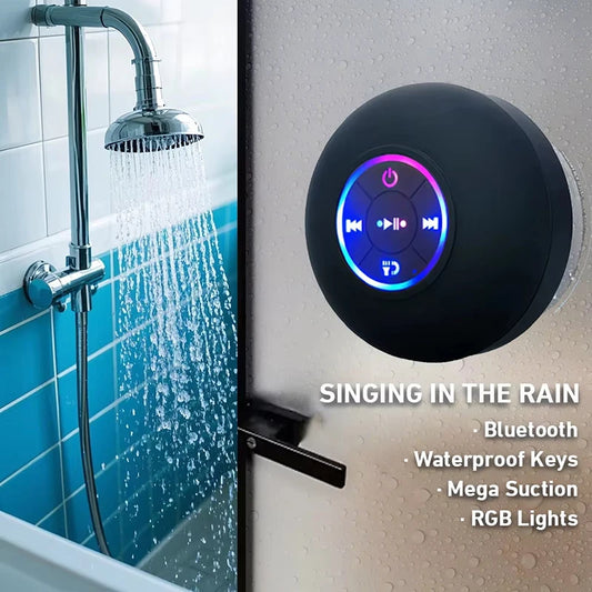 Portable Bluetooth Speaker — Waterproof LED Sound with Suction Cup