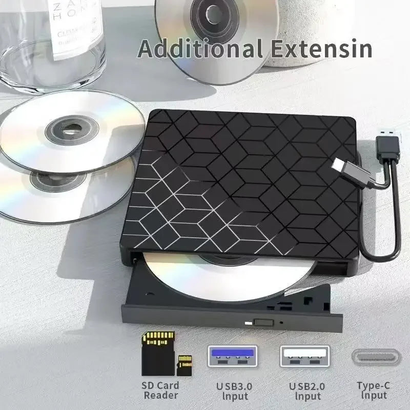 7 in 1 USB3.0&Type C CD DVD Recorder Player Writer External DVD Burner Optical Drive Portable Reader For Laptop Desktop Notebook