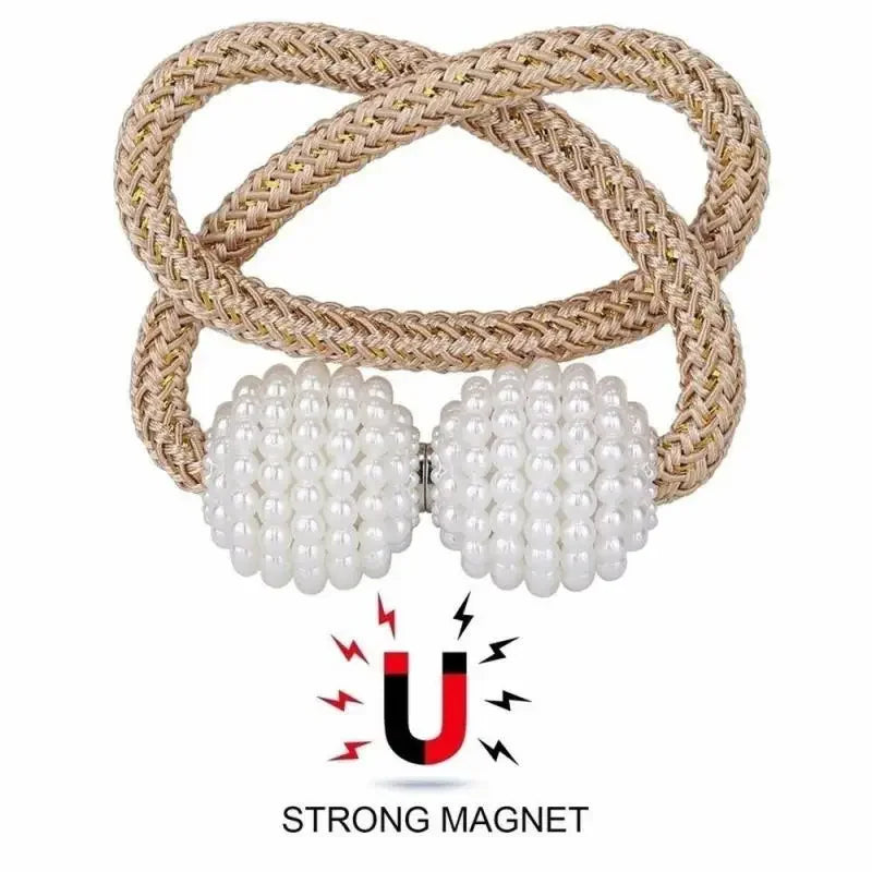 Magnetic Pearl Curtain Tiebacks — Pretty Hold-Backs for Drapes